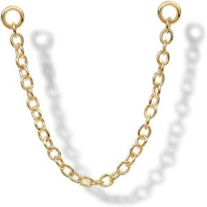 imagePAVOI 14K Gold Earrings Connector Chain for Women Convertible Dangle Chain for Double Piercings45mm Yellow