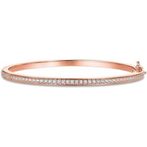imagePAVOI 14K Gold Plated Cubic Zirconia Bangle Tennis Bracelets for Women  Classic Love Cuff Bangle BraceletsRose Gold