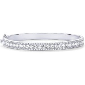 imagePAVOI 14K Gold Plated Cubic Zirconia Bangle Tennis Bracelets for Women  Classic Love Cuff Bangle BraceletsWhite Gold
