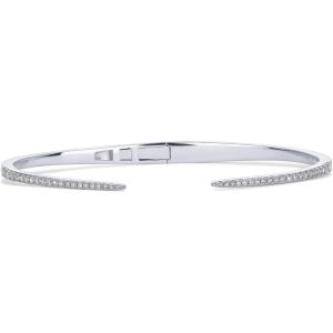 imagePAVOI 14K Gold Plated Cubic Zirconia Claw Bangle Bracelet  Elegant CZ Cuff Bracelets for WomenWhite Gold
