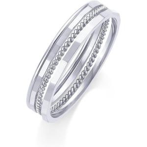 imagePAVOI 14K Gold Plated Four Pieces Thin Rings Set for Women  4 Dainty Stacking Rings Pack  Minimalist Stackable BandsWhite Gold