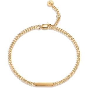 imagePAVOI 14K Gold Plated Lightweight Chain Bracelet  Curb Link and Cable Chain Bracelets for WomenYellow Gold