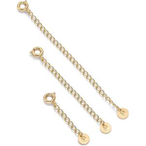 imagePAVOI 14K Gold Plated Necklace Chain Extenders Pack for Women  Set of Three Gold Necklace Extenders Bracelet Extension with Spring Ring Clasp  1 2 3 InchYellow Gold