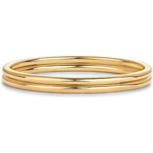 imagePAVOI 14K Gold Plated Stackable Ring Pack for Women  Waterproof Stainless Steel Dainty Layering Thin Rings SetYellow Gold