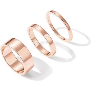 imagePAVOI 18K Gold Plated 3 Rings Set  Gold Stacking Rings for Women  Stacking Ring SetRose Gold