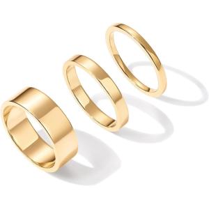 imagePAVOI 18K Gold Plated 3 Rings Set  Gold Stacking Rings for Women  Stacking Ring SetYellow Gold