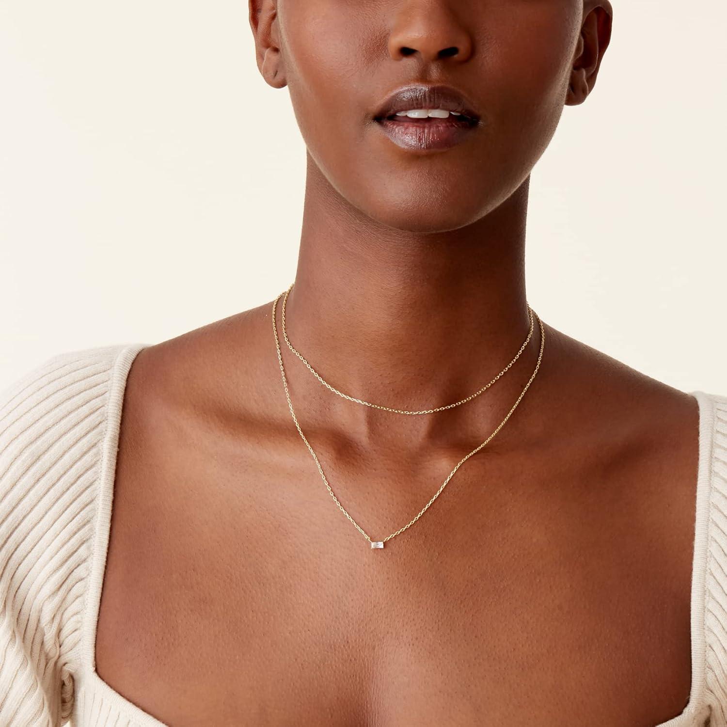 imagePAVOI 14K Gold Plated Layering Necklaces  Stylish Minimalist Design Pendant Necklaces  Bar Lotus Disc Dog Tag Horizontal Bar Pendants for WomenRose Gold
