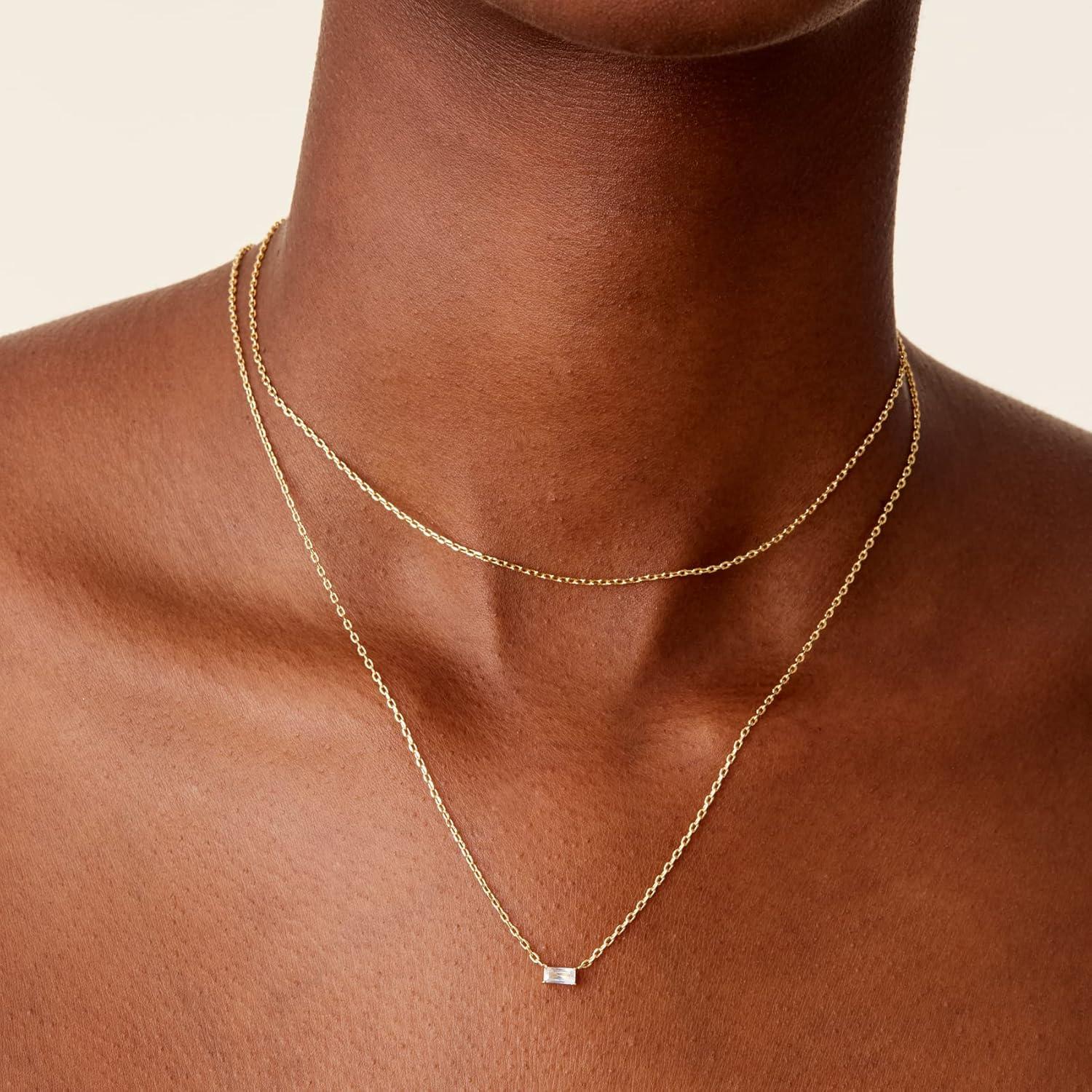 imagePAVOI 14K Gold Plated Layering Necklaces  Stylish Minimalist Design Pendant Necklaces  Bar Lotus Disc Dog Tag Horizontal Bar Pendants for WomenRose Gold