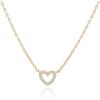 imagePAVOI 14K Gold Plated Cubic Zirconia Heart Necklace  Cute Dainty Love Pendant Necklaces for WomenYellow Gold