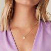 imagePAVOI 14K Gold Plated Layering Necklaces  Stylish Minimalist Design Pendant Necklaces  Bar Lotus Disc Dog Tag Horizontal Bar Pendants for WomenYellow Gold