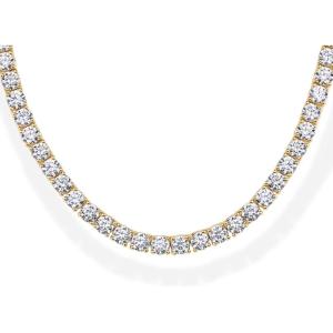 imagePAVOI 14K Gold Plated 3mm Simulated Diamond Tennis Necklace for Women  Tennis Chain  Chunky Long Gold Necklace for Women Sizes 15quot and 18quotYellow Gold