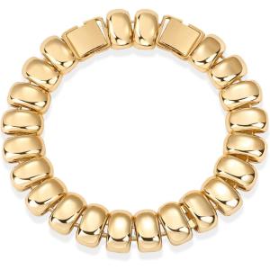 imagePAVOI 14K Gold Plated Chunky Ribbed Texture Bracelet for Women Gold Statement Jewelry PieceYellow Gold
