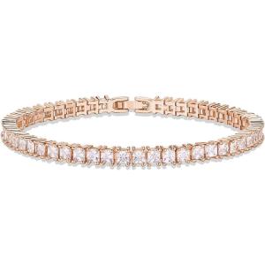 imagePAVOI 14K Gold Plated Cubic Zirconia Classic Tennis Bracelet  Gold Bracelets for Women  4mm CZ Size 6575 InchRose Gold