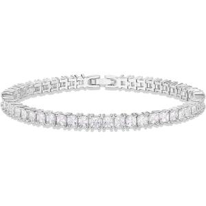 imagePAVOI 14K Gold Plated Cubic Zirconia Classic Tennis Bracelet  Gold Bracelets for Women  4mm CZ Size 6575 InchWhite Gold