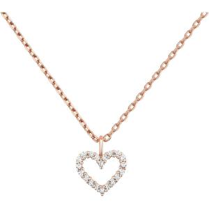 imagePAVOI 14K Gold Plated Cubic Zirconia Heart Necklace  Cute Dainty Love Pendant Necklaces for WomenRose Gold
