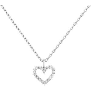 imagePAVOI 14K Gold Plated Cubic Zirconia Heart Necklace  Cute Dainty Love Pendant Necklaces for WomenWhite Gold
