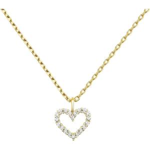 imagePAVOI 14K Gold Plated Cubic Zirconia Heart Necklace  Cute Dainty Love Pendant Necklaces for WomenYellow Gold