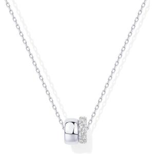 imagePAVOI 14K Gold Plated Cubic Zirconia Rondelle Pendant Necklace for Women  TwoToned Dainty CZ NecklacesWhite Gold