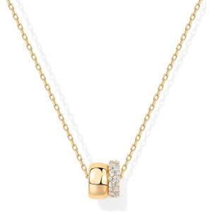 imagePAVOI 14K Gold Plated Cubic Zirconia Rondelle Pendant Necklace for Women  TwoToned Dainty CZ NecklacesYellow Gold