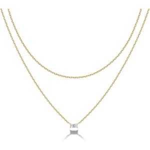 imagePAVOI 14K Gold Plated Layering Necklaces  Stylish Minimalist Design Pendant Necklaces  Bar Lotus Disc Dog Tag Horizontal Bar Pendants for WomenYellow Gold