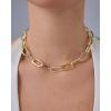 imagePAVOI 14K Gold Plated Chunky Chain Choker Necklaces for Women  Gold Statement Graduated Link Chain Necklace  Bold Oval Link Barbell Links Paperclip ChainsPaperclip