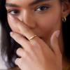 imagePAVOI 14K Gold Plated Cubic Zirconia Round 3Stone Ring  Engagement Style Promise Ring for Women and HerYellow Gold