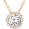 imagePAVOI 14K Gold Plated Post Faux Diamond Round Solitaire Pendant Halo Necklace  Gold Necklace for Women  Slider AdjustableRose Gold