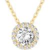 imagePAVOI 14K Gold Plated Post Faux Diamond Round Solitaire Pendant Halo Necklace  Gold Necklace for Women  Slider AdjustableYellow Gold
