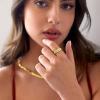 imagePAVOI 14K Gold Plated Spinner Anxiety Rings for Women Men  Anxiety Bands with Beads  Moon Star Beads Fidget Ring for WomenYellow Gold