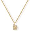imagePAVOI 14K Gold Plated Dainty Statement Pendant Necklaces for Women  Hammered Circle Beachy Summer Conch Seashell Pendants  Knit Tightened Rope Chain NecklaceYellow Gold