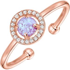 imagePAVOI 14K Gold Plated Adjustable Created Opal Rings  Stacking Rings for WomenHalo