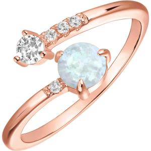 imagePAVOI 14K Gold Plated Adjustable Created Opal Rings  Stacking Rings for WomenWraparound