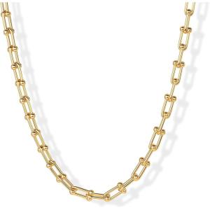 imagePAVOI 14K Gold Plated Chunky Chain Choker Necklaces for Women  Gold Statement Graduated Link Chain Necklace  Bold Oval Link Barbell Links Paperclip ChainsUShaped