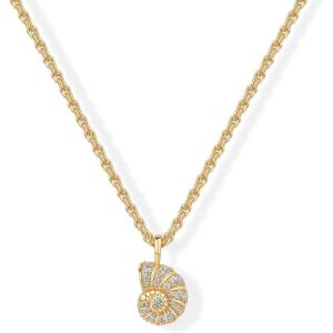 imagePAVOI 14K Gold Plated Dainty Statement Pendant Necklaces for Women  Hammered Circle Beachy Summer Conch Seashell Pendants  Knit Tightened Rope Chain NecklaceYellow Gold