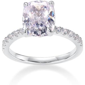 imagePAVOI 14K Gold Plated Engagement Rings for Women  Promise Wedding Band  3CT Cushion Cut Round Oval Cubic Zirconia Fake Engagement RingWhite Gold