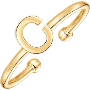 imagePAVOI 14K Gold Plated Initial Letter Adjustable Ring for Women  Thin Initial Band  Dainty Fashion Jewelry Gifts C