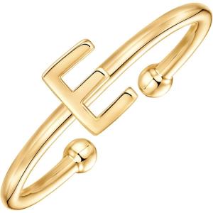 imagePAVOI 14K Gold Plated Initial Letter Adjustable Ring for Women  Thin Initial Band  Dainty Fashion Jewelry Gifts E
