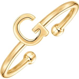 imagePAVOI 14K Gold Plated Initial Letter Adjustable Ring for Women  Thin Initial Band  Dainty Fashion Jewelry Gifts G