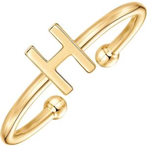imagePAVOI 14K Gold Plated Initial Letter Adjustable Ring for Women  Thin Initial Band  Dainty Fashion Jewelry Gifts H