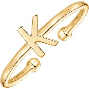 imagePAVOI 14K Gold Plated Initial Letter Adjustable Ring for Women  Thin Initial Band  Dainty Fashion Jewelry Gifts K