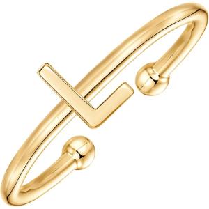 imagePAVOI 14K Gold Plated Initial Letter Adjustable Ring for Women  Thin Initial Band  Dainty Fashion Jewelry Gifts L