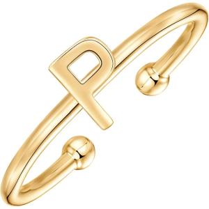 imagePAVOI 14K Gold Plated Initial Letter Adjustable Ring for Women  Thin Initial Band  Dainty Fashion Jewelry Gifts P