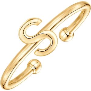 imagePAVOI 14K Gold Plated Initial Letter Adjustable Ring for Women  Thin Initial Band  Dainty Fashion Jewelry Gifts S