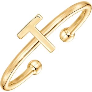 imagePAVOI 14K Gold Plated Initial Letter Adjustable Ring for Women  Thin Initial Band  Dainty Fashion Jewelry Gifts T