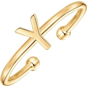 imagePAVOI 14K Gold Plated Initial Letter Adjustable Ring for Women  Thin Initial Band  Dainty Fashion Jewelry Gifts Y