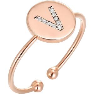 imagePAVOI 14K Gold Plated Initial Ring Stackable Rings for Women  Fashion Rings V