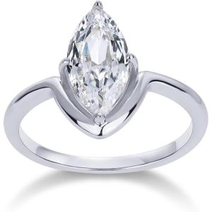 imagePAVOI 14K Gold Plated Marquise 15CT Cubic Zirconia Fake Bridal Engagement Ring for Women  StatementWhite Gold