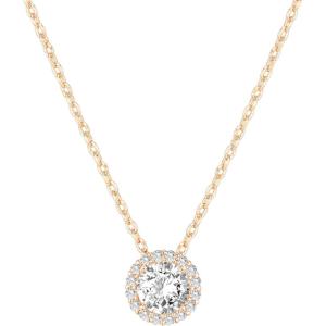 imagePAVOI 14K Gold Plated Post Faux Diamond Round Solitaire Pendant Halo Necklace  Gold Necklace for Women  Slider AdjustableRose Gold