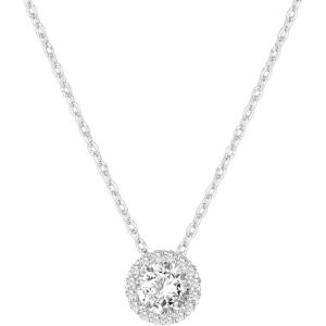 imagePAVOI 14K Gold Plated Post Faux Diamond Round Solitaire Pendant Halo Necklace  Gold Necklace for Women  Slider AdjustableWhite Gold