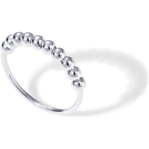 imagePAVOI 14K Gold Plated Spinner Anxiety Rings for Women Men  Anxiety Bands with Beads  Moon Star Beads Fidget Ring for WomenWhite Gold